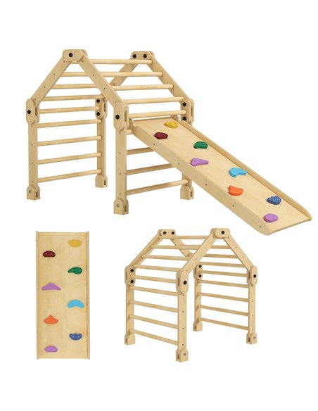 AIYAPLAY 3 in 1 Kids Climbing Set Indoor with Sliding Ramp, Foldable design, Gift for 2-6 Years Old - pic 176298 | FastDaddyshop