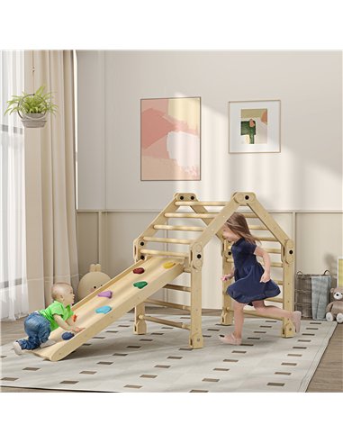 AIYAPLAY 3 in 1 Kids Climbing Set Indoor with Sliding Ramp, Foldable design, Gift for 2-6 Years Old