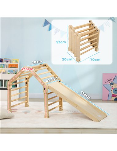 AIYAPLAY 3 in 1 Kids Climbing Set Indoor with Sliding Ramp, Foldable design, Gift for 2-6 Years Old