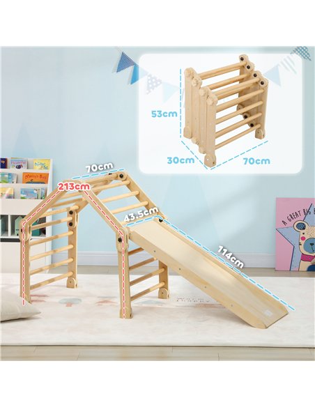 AIYAPLAY 3 in 1 Kids Climbing Set Indoor with Sliding Ramp, Foldable design, Gift for 2-6 Years Old - pic 176300 | FastDaddyshop