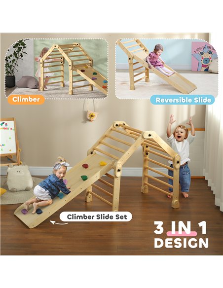 AIYAPLAY 3 in 1 Kids Climbing Set Indoor with Sliding Ramp, Foldable design, Gift for 2-6 Years Old - pic 176301 | FastDaddyshop