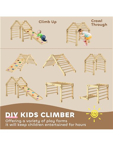 AIYAPLAY 3 in 1 Kids Climbing Set Indoor with Sliding Ramp, Foldable design, Gift for 2-6 Years Old
