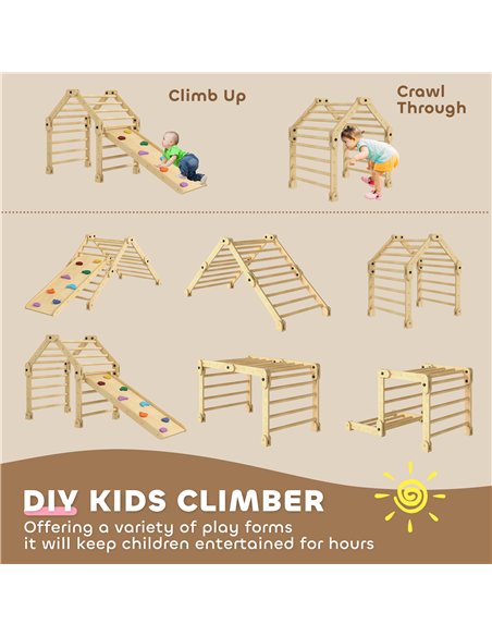 AIYAPLAY 3 in 1 Kids Climbing Set Indoor with Sliding Ramp, Foldable design, Gift for 2-6 Years Old - pic 176302 | FastDaddyshop