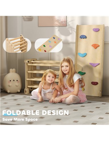 AIYAPLAY 3 in 1 Kids Climbing Set Indoor with Sliding Ramp, Foldable design, Gift for 2-6 Years Old