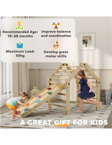 AIYAPLAY 3 in 1 Kids Climbing Set Indoor with Sliding Ramp, Foldable design, Gift for 2-6 Years Old