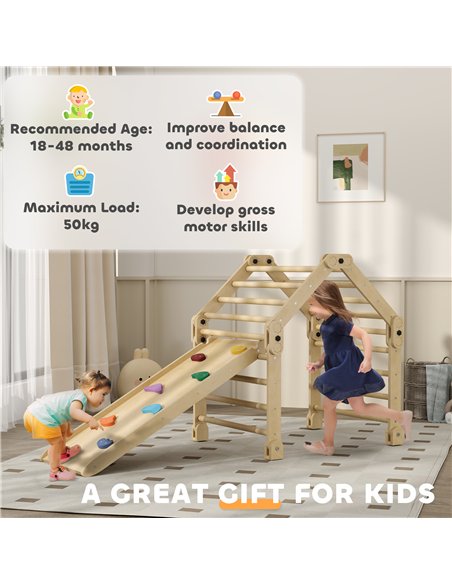 AIYAPLAY 3 in 1 Kids Climbing Set Indoor with Sliding Ramp, Foldable design, Gift for 2-6 Years Old - pic 176306 | FastDaddyshop