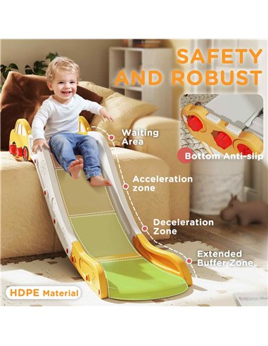 AIYAPLAY Kids Slide for Bed, Sofa, with Extended Length, Easy to assemble and Store, Yellow
