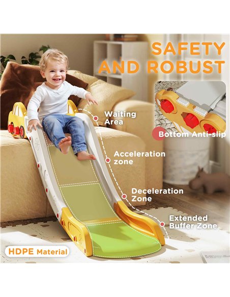 AIYAPLAY Kids Slide for Bed, Sofa, with Extended Length, Easy to assemble and Store, Yellow - pic 176311 | FastDaddyshop