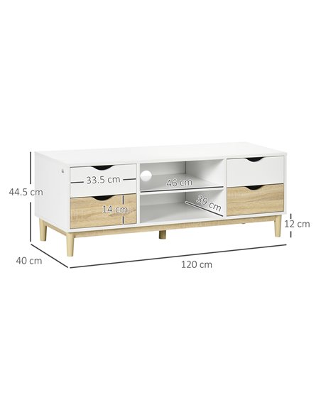 Homcom 1200mm TV Stand with Storage and Wood-Effect, White & Natural - pic 17632 | FastDaddyshop