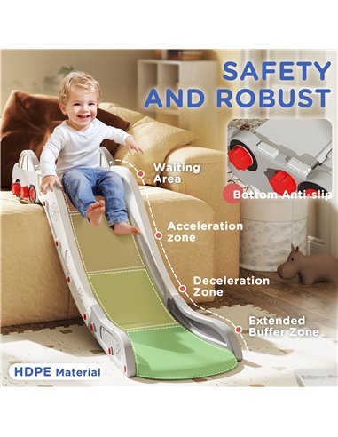 AIYAPLAY Kids Slide for Bed, Sofa, with Extended Length, Easy to assemble and Store, Grey