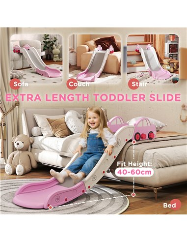 AIYAPLAY Kids Slide for Bed, Sofa, with Extended Length, Easy to assemble and Store, Pink