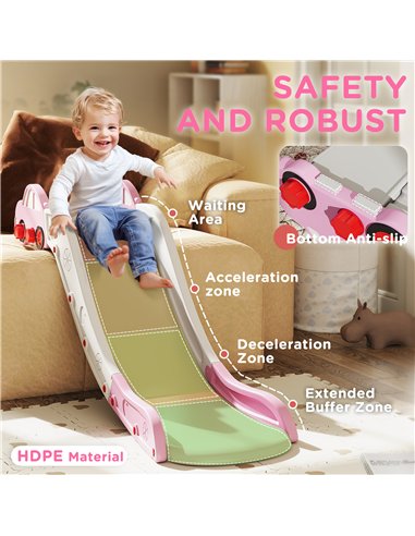 AIYAPLAY Kids Slide for Bed, Sofa, with Extended Length, Easy to assemble and Store, Pink