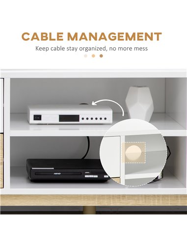 Homcom 1200mm TV Stand with Storage and Wood-Effect, White & Natural