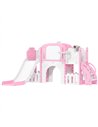 AIYAPLAY 7 in 1 Toddler Slide Set with Basketball Hoop, Climbing Frame, Telescope, Drawing Board, Storage Box, Pink