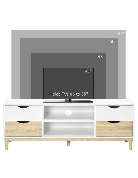 Homcom 1200mm TV Stand with Storage and Wood-Effect, White & Natural - pic 17635 | FastDaddyshop