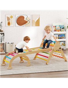AIYAPLAY 8-in-1 Toddler Climbing Frame, Indoor Play Triangle Set with Slide, Arch and Triangle Ladder, Multicolour 2