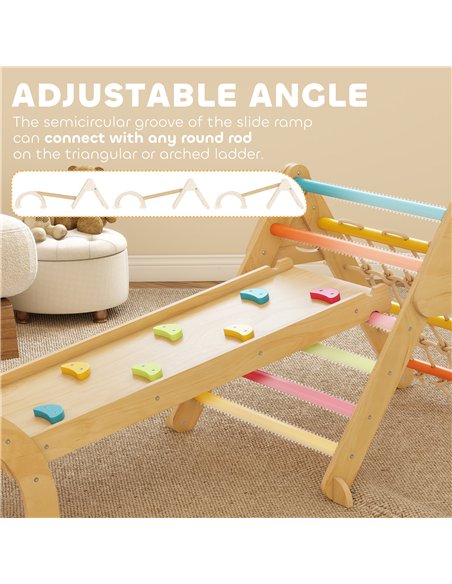 AIYAPLAY 8-in-1 Toddler Climbing Frame, Indoor Play Triangle Set with Slide, Arch and Triangle Ladder, Multicolour - pic 176366 | FastDaddyshop