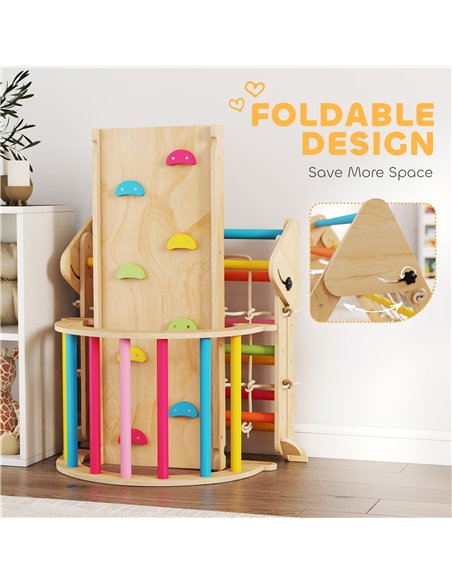 AIYAPLAY 8-in-1 Toddler Climbing Frame, Indoor Play Triangle Set with Slide, Arch and Triangle Ladder, Multicolour - pic 176367 | FastDaddyshop