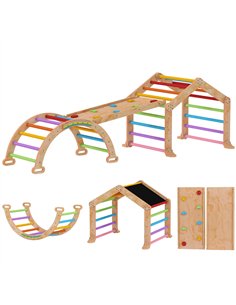 AIYAPLAY 9 in 1 Toddler Climbing Frame with Ramp, Slide, Arch, Ladder, Blackboard for 18-48 Months