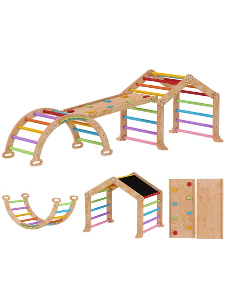 AIYAPLAY 9 in 1 Toddler Climbing Frame with Ramp, Slide, Arch, Ladder, Blackboard for 18-48 Months - pic 176370 | FastDaddyshop