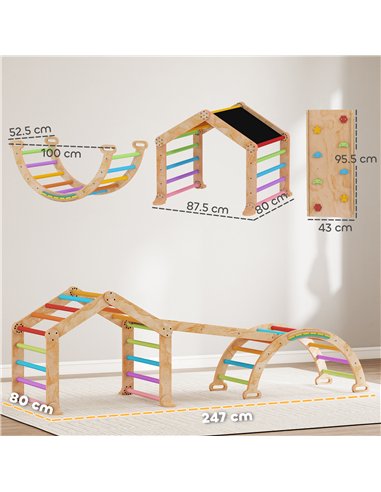 AIYAPLAY 9 in 1 Toddler Climbing Frame with Ramp, Slide, Arch, Ladder, Blackboard for 18-48 Months