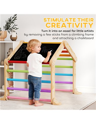 AIYAPLAY 9 in 1 Toddler Climbing Frame with Ramp, Slide, Arch, Ladder, Blackboard for 18-48 Months