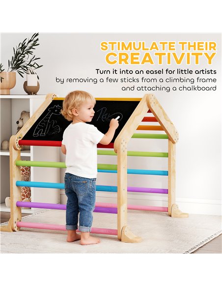 AIYAPLAY 9 in 1 Toddler Climbing Frame with Ramp, Slide, Arch, Ladder, Blackboard for 18-48 Months - pic 176375 | FastDaddyshop
