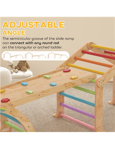 AIYAPLAY 9 in 1 Toddler Climbing Frame with Ramp, Slide, Arch, Ladder, Blackboard for 18-48 Months