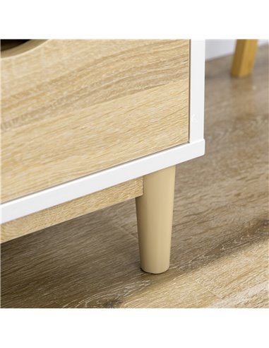 HOMCOM Modern TV Stand Unit for TVs up to 55" with Storage Shelves and Drawers, 120cmx40cmx44.5cm, White and Natural