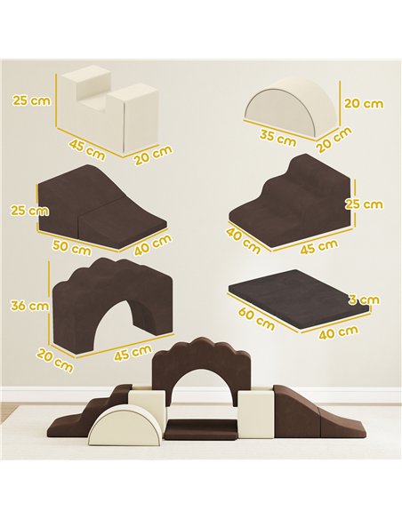 AIYAPLAY 7 Piece Kids Soft Play Set with Detachable Cover, Baby Indoor Climb and Crawl Foam Toy for Toddlers, Preschoolers, Brow - pic 176390 | FastDaddyshop