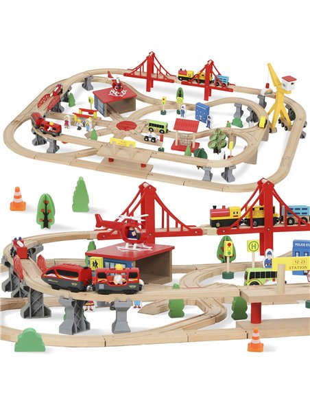 AIYAPLAY 133-Piece Wooden Train Set, Toy Train with Crane, Storage Box, for Kids Ages 3+ - pic 176406 | FastDaddyshop