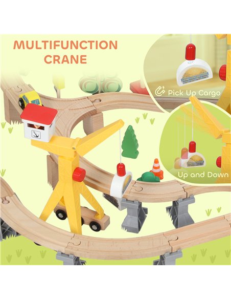 AIYAPLAY 133-Piece Wooden Train Set, Toy Train with Crane, Storage Box, for Kids Ages 3+ - pic 176414 | FastDaddyshop