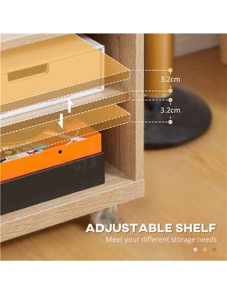 Homcom 1200mm TV Stand with Wheels, Storage Shelves and Drawers, White & Natural - pic 17642 | FastDaddyshop