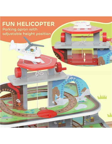 AIYAPLAY 79 Piece Wooden Train Set, Kids Train Track Mine Themed with Crane, Helicopter - pic 176422 | FastDaddyshop