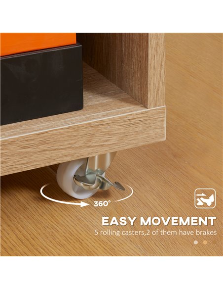 Homcom 1200mm TV Stand with Wheels, Storage Shelves and Drawers, White & Natural - pic 17643 | FastDaddyshop