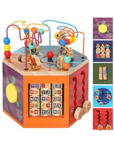 AIYAPLAY Wooden Activity Cube, Baby Toys with Bead Maze, Pattern Sorter for Toddlers Boys and Girls 18+ Months