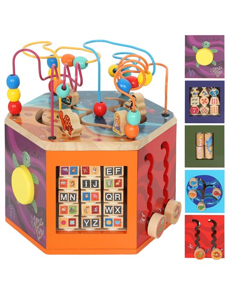 AIYAPLAY Wooden Activity Cube, Baby Toys with Bead Maze, Pattern Sorter for Toddlers Boys and Girls 18+ Months - pic 176442 | FastDaddyshop