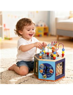 AIYAPLAY Wooden Activity Cube, Baby Toys with Bead Maze, Pattern Sorter for Toddlers Boys and Girls 18+ Months 2