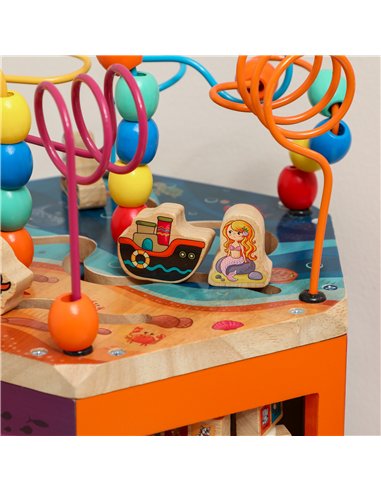 AIYAPLAY Wooden Activity Cube, Baby Toys with Bead Maze, Pattern Sorter for Toddlers Boys and Girls 18+ Months