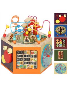 AIYAPLAY 8 in 1 Wooden Activity Cube with Bead Maze, Shape Sorter, for Kids Boys Girls 18+ Months