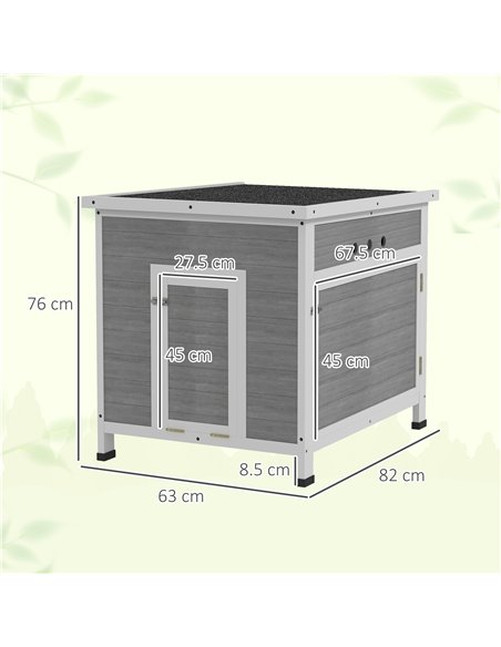 PawHut Wooden Duck House with Ramp, Double Doors, Openable Asphalt Roof, Ventilation Holes, Removable Base, Light Grey - pic 176462 | FastDaddyshop