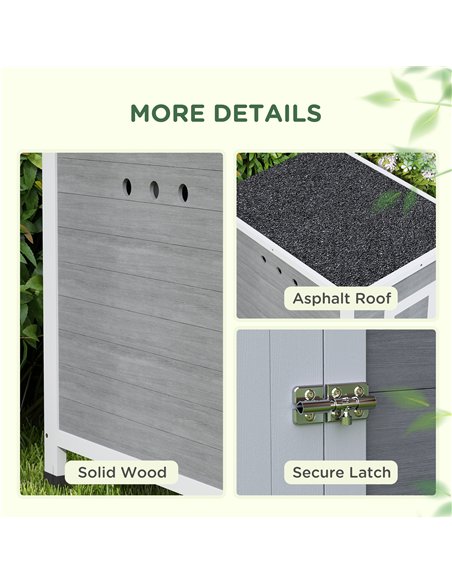 PawHut Wooden Duck House with Ramp, Double Doors, Openable Asphalt Roof, Ventilation Holes, Removable Base, Light Grey - pic 176467 | FastDaddyshop