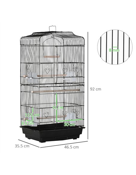 PawHut Large Metal Bird Cage with Stand, Perches, Food Bowls, Swing, for Budgies, Parakeets, Black - pic 176471 | FastDaddyshop