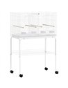 PawHut Bird Cage with Divider, 4 Wooden Perches, Slide Out Tray, 4 Feeders, for Budgie, Lovebird, Canary, 76 x 46 x 116cm White