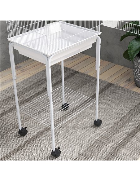 PawHut Bird Cage Budgie Cages for Finch Canary Parakeet with Stand Wheels Slide-out Tray Accessories Storage Shelf, White - pic 176522 | FastDaddyshop
