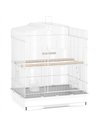 PawHut Large Metal Bird Cage with Perches, Food Bowls, Swing, for Budgies, Parakeets, White