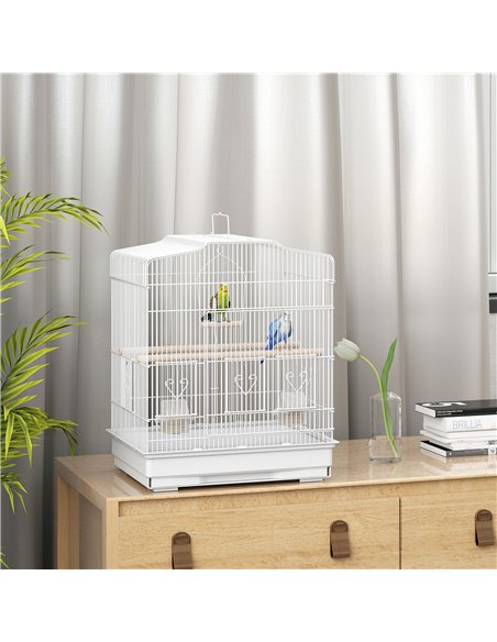 PawHut Large Metal Bird Cage with Perches, Food Bowls, Swing, for Budgies, Parakeets, White - pic 176524 | FastDaddyshop