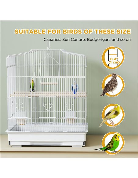 PawHut Large Metal Bird Cage with Perches, Food Bowls, Swing, for Budgies, Parakeets, White - pic 176529 | FastDaddyshop