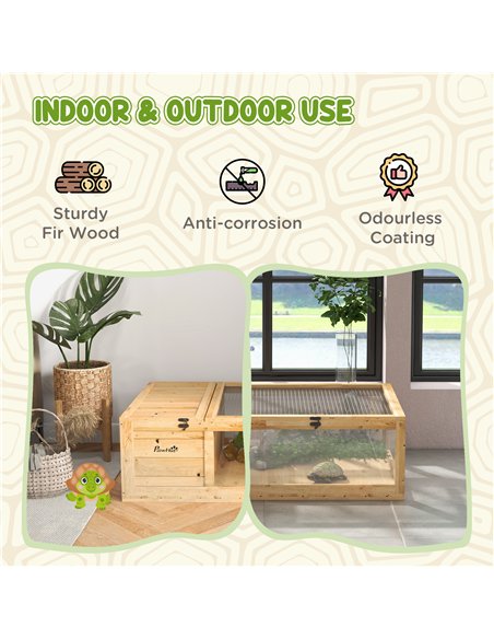 PawHut Tortoise House, Small Reptile Wooden House, with Mesh Roofs, Side Panels, for Turtles, Lizards, Geckos and Snakes - pic 176535 | FastDaddyshop