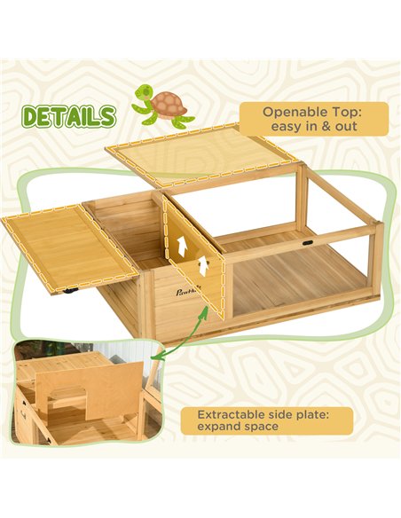 PawHut Tortoise House, Small Reptile Wooden House, with Mesh Roofs, Side Panels, for Turtles, Lizards, Geckos and Snakes - pic 176536 | FastDaddyshop